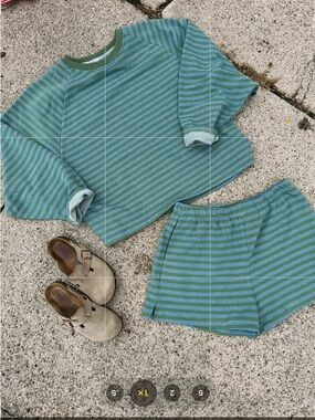 NWT Things Between Blue/Green Striped Set
